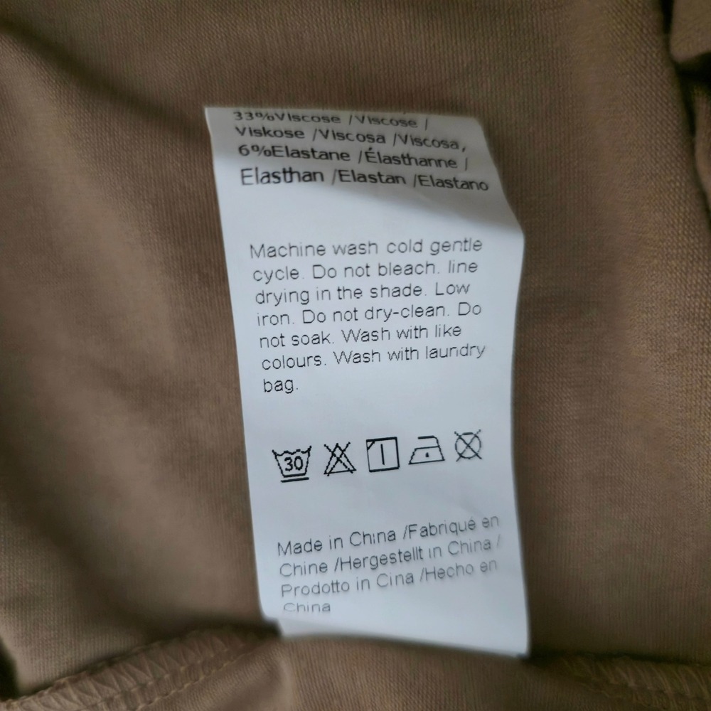 Wenrine Womens Khaki Tan Short Sleeve Maxi Dress Crew Neck Side Slit Size Small - Picture 3 of 5